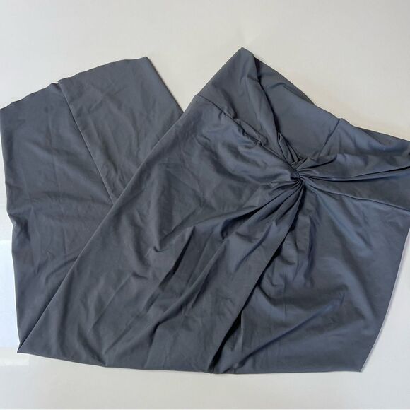 SKIMS Swim Gunmetal Gray Twist Front Slit Midi Swim Sarong Skirt Beach Cover Up - Picture 3 of 11